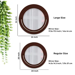 Hermosa forma redondeada Diseñador Vanidad Espejo de pared de madera Venta directa de fábrica del fabricante al por mayor - Product Image 3