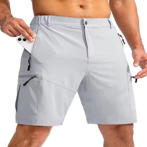 Short cargo léger pour hommes, short de travail en plein air pour hommes, voyage décontracté avec 5 poches zippées, logo personnalisé - Product Image 1