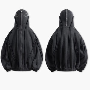 Sudadera con capucha lavada con ácido de fábrica al por mayor 2025, ropa de calle de peso pesado, sudadera con capucha para hombre con cremallera - Product Image 3