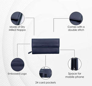 100% portefeuilles zippés en cuir bleu véritable pour femmes - Product Image 6