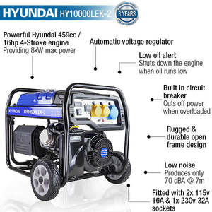 เครื่องกำเนิดไฟฟ้าเบนซินแบบโครงเปิด 8kW 10kVA สตาร์ทด้วยระบบไฟฟ้า AVR แบบมีล้อ 230V 115V สำหรับสำรองไฟฟ้าในสถานที่ - Product Image 2