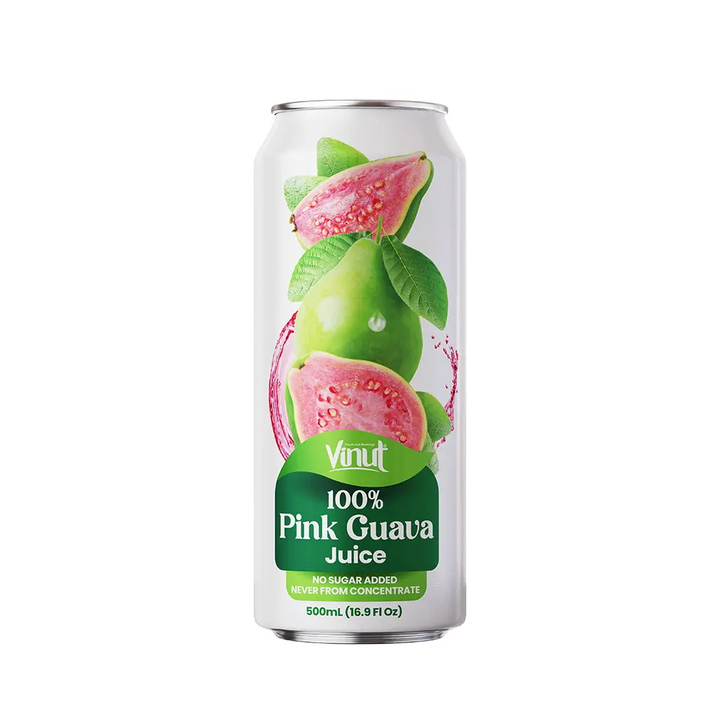 500ml Canned Vinut Pink Guava Juice Drink No sugar (Enrich Vitamin C, No sugar Added, Zero Calories) from Real Fruit Juice