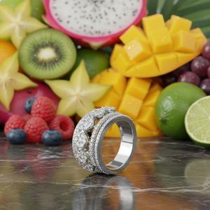 Bague de luxe en argent sterling 925 haut de gamme pour femmes, multi-couches, avec grappe de fleurs, CZ, aspect diamant, mariage, fiançailles, anniversaire, fête - Product Image 6