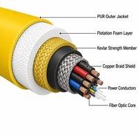 Kabel ROV Derul Ukuran Dapat Disesuaikan 26AWG, Tahan Apung Netral, Berjaket PUR/TPU, Tembaga Terpilin, Isolasi PE