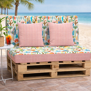 Set di 4 Cuscini Durevoli in Tessuto per Pallet da Esterno 120x80 + 120x50 cm, Spessore 12 cm, con Rivestimento Rimovibile per Divano da Giardino - Product Image 3