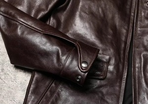 Abrigo de Cuero para Hombre, Estilo Táctico, Doble Botonadura, Cortavientos de Piel de Caballo - Product Image 5