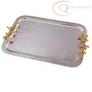Bandeja Decorativa de Acero Inoxidable para Ramadán, Artesanía Metálica para Mesa de Centro y Uso en la Comedor |   Mejora la decoración del hogar con elegancia - Product Image 2