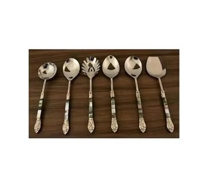 Cubiertos de mesa chapados en oro para servidor de ensalada, cuchara, cubiertos, vajilla, mango decorativo, cubiertos de cocina de estilo moderno - Product Image 5