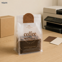 YOUYI Sachets de café en plastique transparents personnalisés de qualité alimentaire 250g 500g 1000g, résistants à l'humidité, avec impression par gravure
