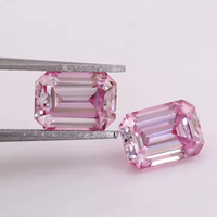 Forme d'émeraude rose en vrac Moissanite Vvs Clarity Gra certifié diamant fantaisie cultivé en laboratoire rose émeraude pour bijoux