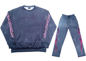 Survêtement léger et personnalisé pour hommes, ensemble de jogging évasé délavé à l'acide en deux pièces avec logo sérigraphie, prix de gros - Product Image 4