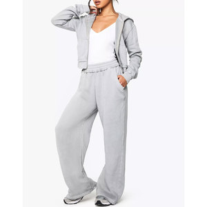 Pantalon de survêtement en coton pour femme avec logo personnalisé, jambe large ample, style avant plat pour l'hiver - Product Image 4