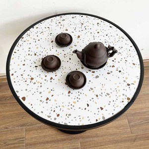 CFD68143 Round <b>Coffee</b> <b>Table</b> 60x60x75cm Minimalist Style Iron <b>Legs</b> and Durable Ceramic Top <b>for</b> Living Room Furniture - Product Image 5