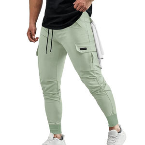 Men's 6 Pockets Jogger Sweat Pants Heavy Weight Cargo Pocket Casual Loose Trousers High Waist Lightweight - Product Image 2