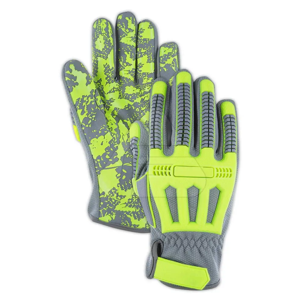 Custom Logo Leather Impact Work Gloves Oil and Gas Safety Gloves Cut Grip Heavy Duty Mechanics Gloves