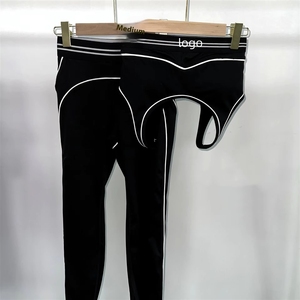 Vendita Diretta dalla Fabbrica Set di 2 Pezzi Leggings da Donna di Alta Qualità per Yoga e Pilates Elasticizzati Senza Cuciture a Costine - Product Image 1