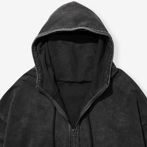 Hoodie streetwear personnalisé, doublure imperméable, finition délavée à l'acide, OEM, coton respirant avec service d'impression de logo et étiquette privée - Product Image 5