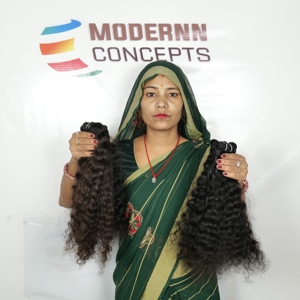 Prix d'usine de gros 100% : Cheveux humains vierges indiens Remy non traités, double trame, ondulés naturels, bouclés crépus, de temple - Product Image 1