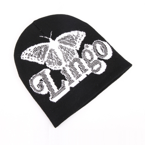 Chapeaux en mélange de laine tricotés jacquard personnalisés de haute qualité Bonnet en strass avec votre propre logo - Product Image 3