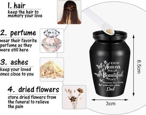 Urnas pequeñas para cenizas humanas Mini urna de recuerdo de aluminio Mariposas Cremación para cenizas Recuerdo conmemorativo Urna de tamaño personalizado - Product Image 5