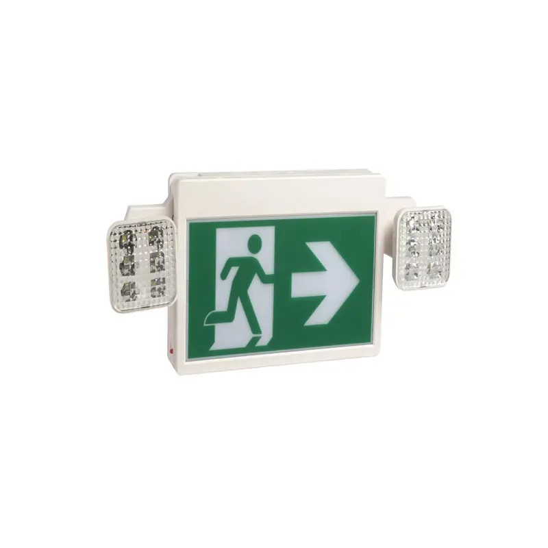 Thermoplastische Led Arrow Running Man Exit Bord Oplaadbare Led Licht Combo Met Twin Head Fire Led Exit Bord Noodverlichting