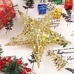 BINLU gran tamaño lujo hierro oro árbol de Navidad Topper estrella brillo hecho a mano adornos de cristal de lujo alta calidad forma de alce - Product Image 4