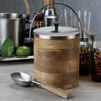 Seau à Glace en Acier Inoxydable avec Couvercle Design Côtelé Poli Refroidisseur de Vin de Champagne Isolé avec Poignée en Anneau pour Bar Party Home