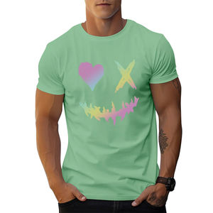 T-shirt Homme Col Rond 100% Coton Tendance Streetwear Personnalisé Décontracté Uni Manches Courtes Imprimé Sérigraphié Lettres - Product Image 1