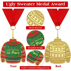 เหรียญรางวัลออกแบบพิเศษสำหรับผู้ชนะ ผู้ว่าด้วยรางวัล และอันดับสาม พร้อมริบบิ้น ทำจากโลหะผสมสังกะสี - Product Image 4