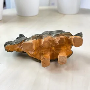 Sculpture en bois de rhinocéros sculptée à la main YEEYAYA, artisanat en bambou et en bois pour la décoration de la maison, statue et figurines pour la décoration de la pièce - Product Image 1