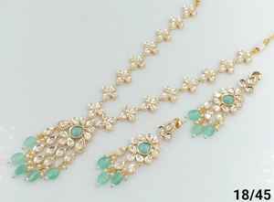 INDIAN TRADITIONAL and FASHIONABLE COPPER <b>JEWELLERY</b> BRIDAL WEDDING <b>JEWELLERY</b> SET for WOMEN EARRINGS and NECKLACE SET - Product Image 5