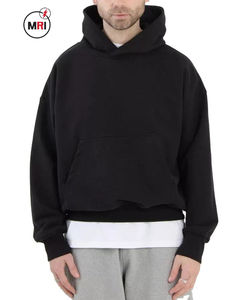 High Quality 100% Cotton <b>Plain</b> Pullover Breathable <b>Hoodies</b> <b>for</b> <b>Men</b> 500GSM Heavyweight Oversized Boxy Fit Cropped Hoodie <b>Men</b> - Product Image 6