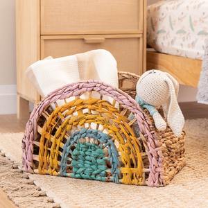 Panier de rangement arc-en-ciel coloré en jacinthe d'eau, paniers pour accessoires d'enfants pour filles et garçons - Product Image 1