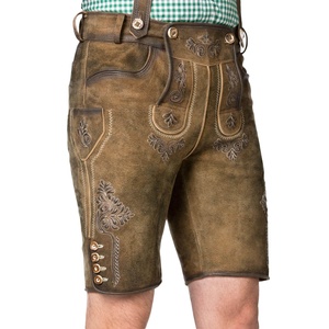 Customized <b>Boys</b> Lederhosen Shorts in <b>German</b> Traditional Bavarian Style Tanned Leather Bermuda Shorts Solid Pattern Canvas Fabric - Product Image 2