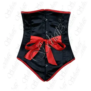 Wholesale Corset Factory Bustiers 3 Layer Underbust Corset High quality Satin Fabric with Bow at Middle front Satin Underbust