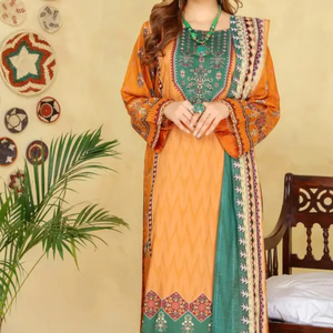 Haute qualité modeste femmes hiver Shalwar Kameez costumes Silhouette droite Viscos/Lénine tissu Fine imprimé Design fait lin - Product Image 1