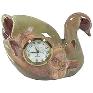 Reloj de ónix con forma de cisne de ónix de alta calidad, artesanías de mármol de ónix de los mejores fabricantes de Pakistán.