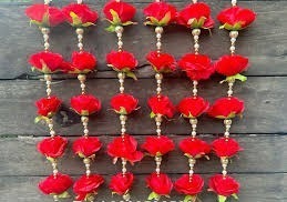 พวงมาลัยดอกกุหลาบสีแดงขนาดใหญ่5ฟุต, ดอกไม้ประดิษฐ์แขวนตกแต่งสำหรับ Diwali navratri Mandir แต่งงาน Mandir & บ้าน inauguration - Product Image 2