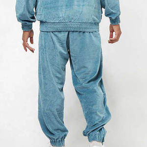 2024 Venta al por mayor de chándal ajustado de terciopelo personalizado para hombre, chándal ajustado liso para hombre - Product Image 6