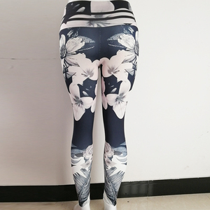 Women Ink and Water Flower Digital Printing <b>Leggings</b> Pants for High Waist Sports Yoga - Product Image 5