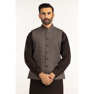 Basic Grey Men's <b>Summer</b> Eastern Wear Waistcoat with Button <b>Decoration</b> Regular Fit Outerwear Model WC-STY25-008 - Product Image 4