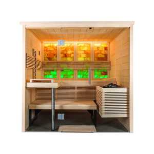 Sauna Tradicional Híbrida de Infrarrojos para 3 Personas, Modelo Spruce Lime, con Pared de Sal, para Interiores, con 1 Año de Garantía - Product Image 3
