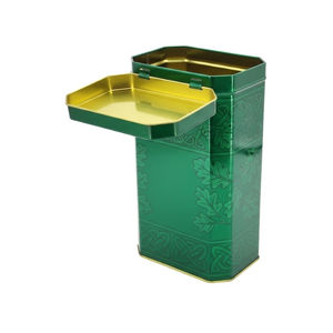 Boîte en métal rectangulaire mate en fer blanc avec couvercle, personnalisable avec logo – Contenant vide de qualité alimentaire pour jus et boissons - Product Image 2