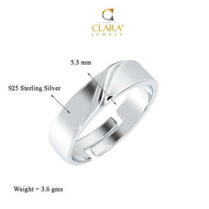 Anillo Ajustable CLARA para Hombre, Romántico, de Plata de Ley 925, Chapado en Rodio con Incrustaciones de Patrón de Bolas, Regalo para Chicos - Product Image 5