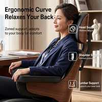 Silla de Masaje de Oficina Ejecutiva de Lujo Reclinable con 3 Programas de Masaje, Terapia de Calor, Giro de 360°, Funcionamiento Inalámbrico, Ecológica