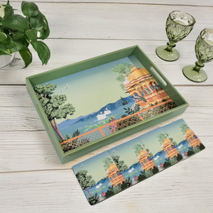 Bandeja Rectangular de Café Artesanal de Madera con Asa Elegante Bandeja Decorativa para Servir - Product Image 4