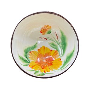 Produits à la noix de coco Grossiste B2B Jetable Peinture à la laque réutilisable avec motif de fleurs Bol décoratif en noix de coco naturelle fabriqué au Viet Nam - Product Image 5