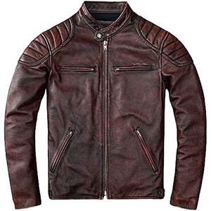 Veste en cuir et laine pour homme, tricotée, décontractée, avec fermeture éclair et capuche amovible, directement de l'usine - Product Image 2