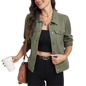 Chaquetas Vaqueras Casuales de Calle para Mujer, con Botones, Manga Larga, Ecológicas, Resistentes al Viento, Transpirables, Otoño/Invierno, Básicas y Modernas - Product Image 1