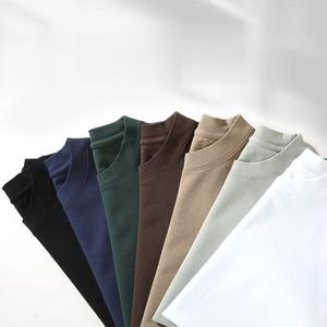 Camisetas para hombre, camiseta de gran tamaño de algodón orgánico 100% de alta calidad para hombre, ropa de calle con escote pequeño y pesado, camiseta con logotipo personalizado - Product Image 3